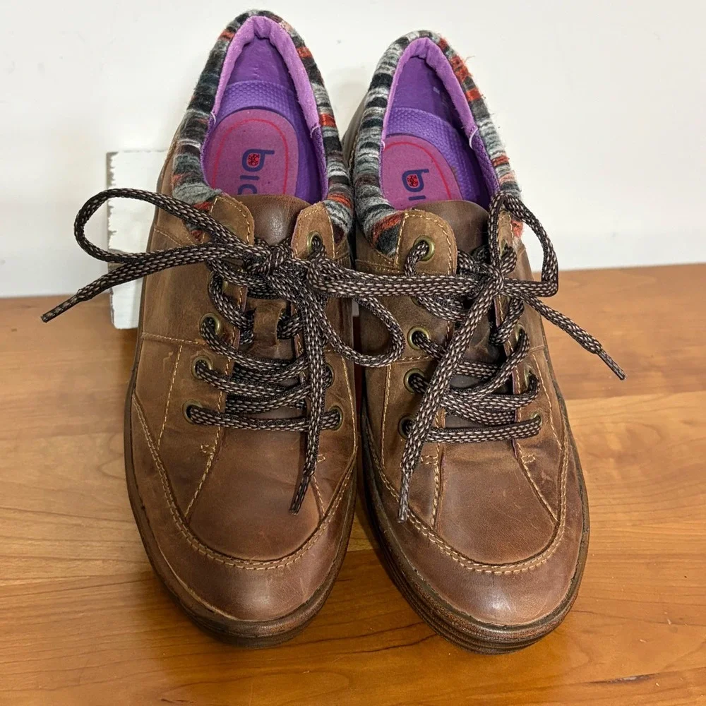 Bionica Womens Brown Leather Platform Lace Up Sneakers Shoes 8M 4506200